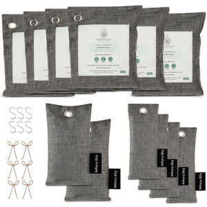 12 Pk Bamboo Charcoal Bags with Hooks & Ties